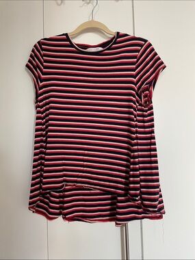 Popsugar Navy, Red and Pink Striped Short Sleeve Tee